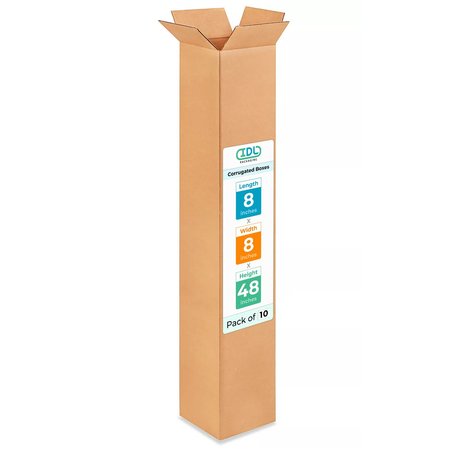 IDL PACKAGING 8L x 8W x 48H Corrugated Boxes for Shipping or Moving, Heavy Duty, 10PK B-8848-10